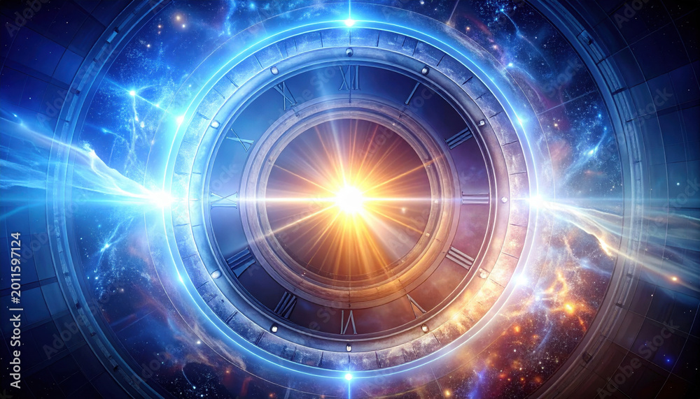 Obraz premium Futuristic portal light, glowing ring, cosmic energy, space tunnel, abstract technology