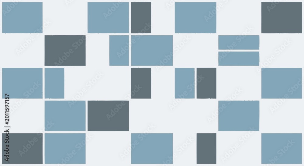 Fototapeta premium Minimalist abstract geometric pattern with blue and gray rectangles