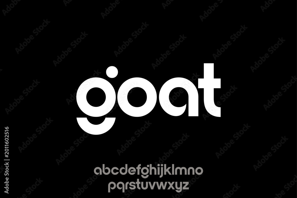 Fototapeta premium Modern minimalist goat logo with lowercase letters and a unique dot over the i.