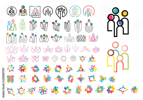 Diversity People Logo Set Teamwork Community Culture Unity Abstract Human Icons Collection Modern Branding Vector Pack