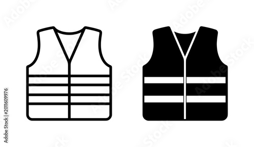 Fotografía Reflective safety vest icon in outline and glyph style for construction and indu