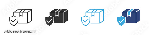 Obraz na płótnie Secure delivery icons, Protected package symbols, Verified shipping vector icons