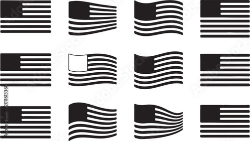 Collection of American Flag Silhouettes united states