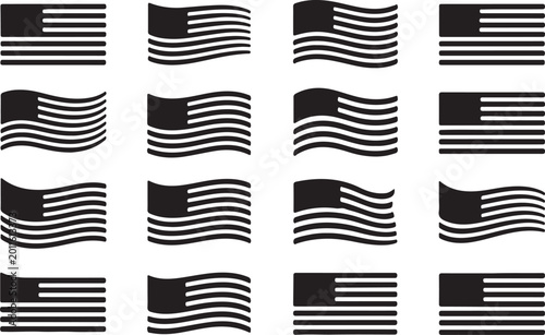 Collection of American Flag Icons in Various Styles
