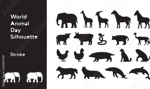World Animal Day Silhouettes with Elephants animal silhouettes