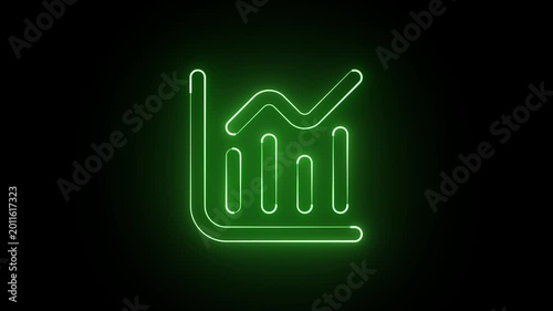 Neon Green Business Growth Chart and Financial Data Analytics Bar Graph Animation