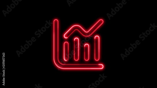 Glowing Red Neon Business Growth Chart and Data Analytics Bar Graph Animation