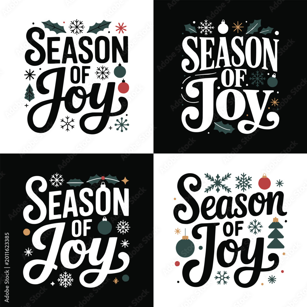 Fototapeta premium Season of joy typography design for festive holiday greeting cards