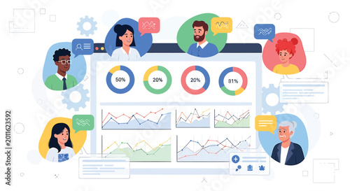 Business analytics, data visualization, infographic elements, vector icons