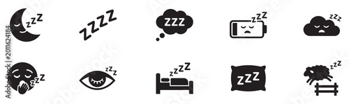 Фотография Zzz bed sleep snore icons snooze nap Z sound