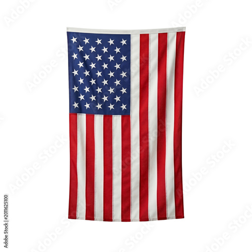 American Flag Hanging Vertically, Representing Freedom and Patriotism