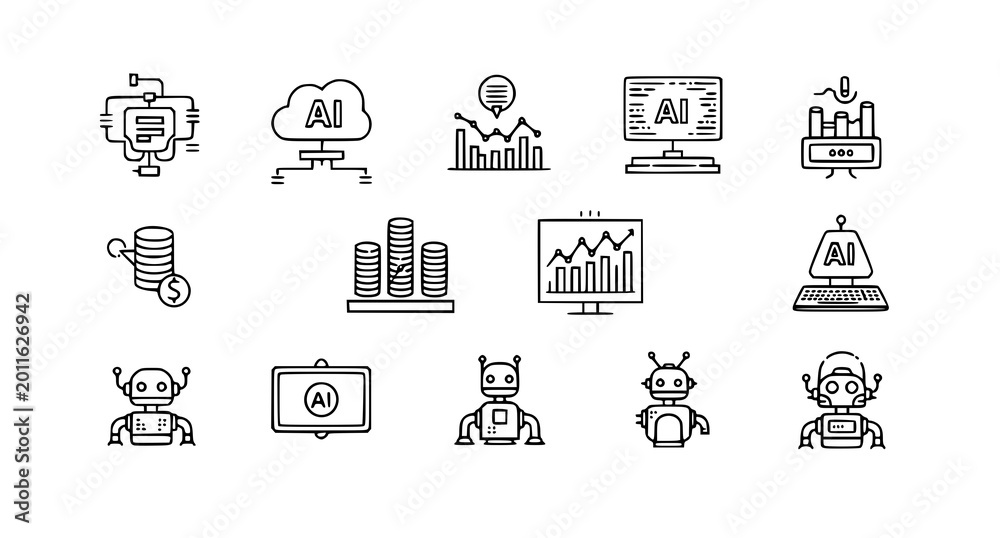 Fototapeta premium Artificial intelligence icons for business and technology