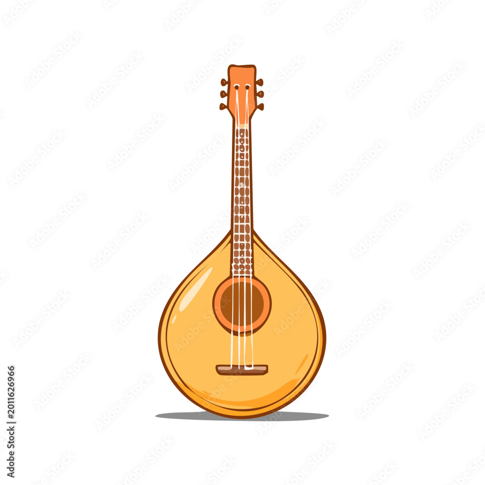 Fototapeta premium Stylized illustration of a traditional Portuguese guitar with a rounded body and six strings
