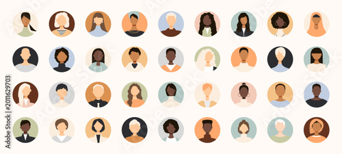 Icons of different people. Modern design.