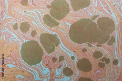 Colorful Abstract Ebru Ink Art
