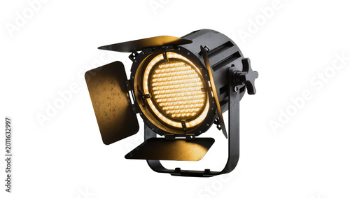 Canvastavla Vintage brass film lighting equipment with metal reflectors and knobs