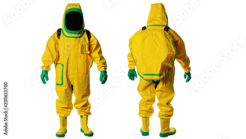 Quadro em tela Yellow Protective Hazmat Suit with Green Trim and Yellow Boots