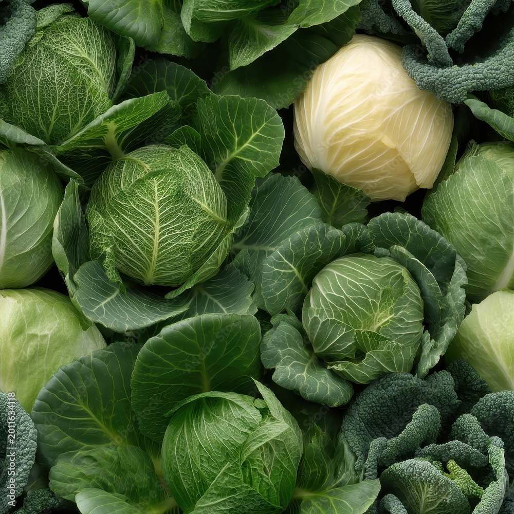 Fototapeta premium Fresh green lettuce leaves close up, healthy food background, organic texture, natural produce. SEAMLESS PATTERN