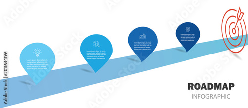   4 Steps Infographic template design for business. Modern Timeline diagram with road journey concept. Presentation vector infographic template.