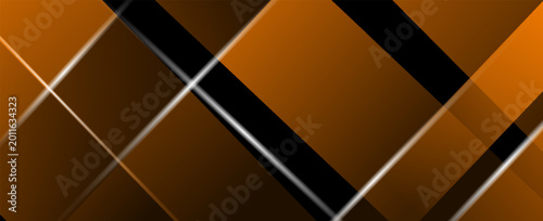 Schilderij op canvas Abstract geometric background luxury overlapping orange and black rectangles