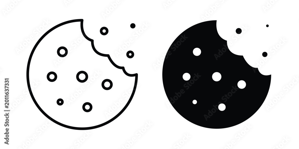 Fototapeta premium Cookie icon set. Black vector symbols