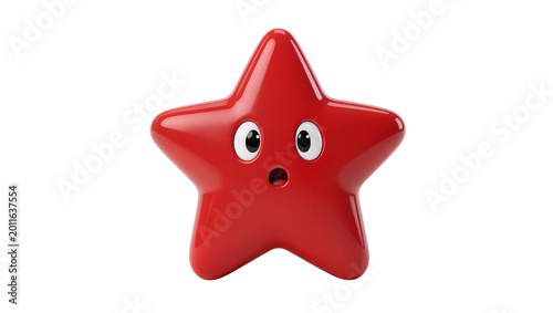Foto Shiny red star shape with cartoon eyes and open mouth