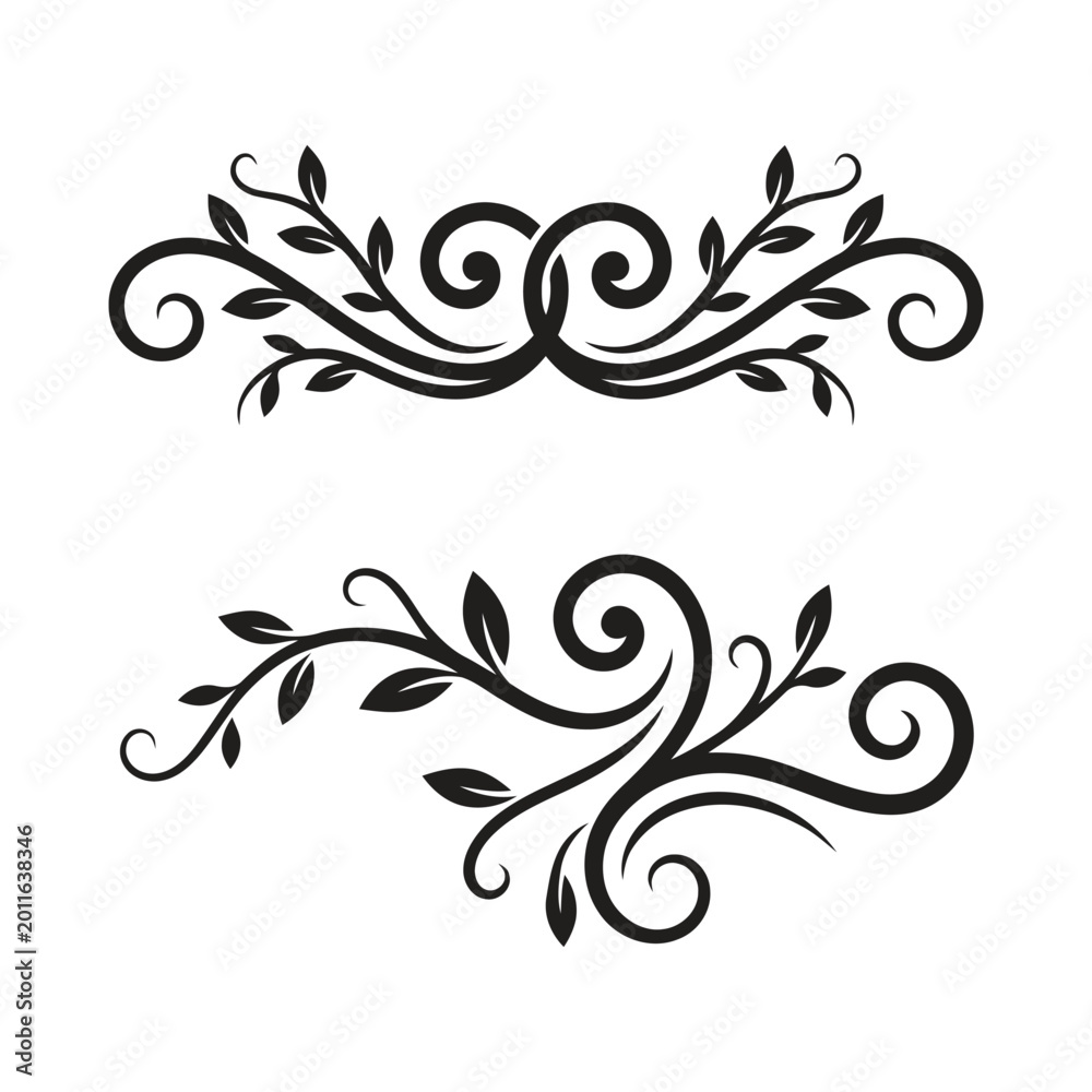 Fototapeta premium Floral Swirl Divider Vector Set