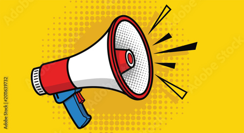 Cuadro en lienzo Retro Megaphone Illustration with Pop Art Style.