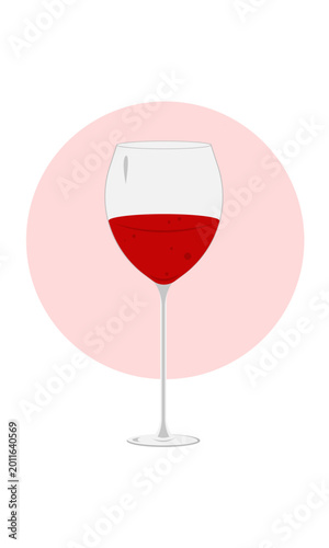 Minimalist Red Wine Glass Illustration on Soft Pink Background