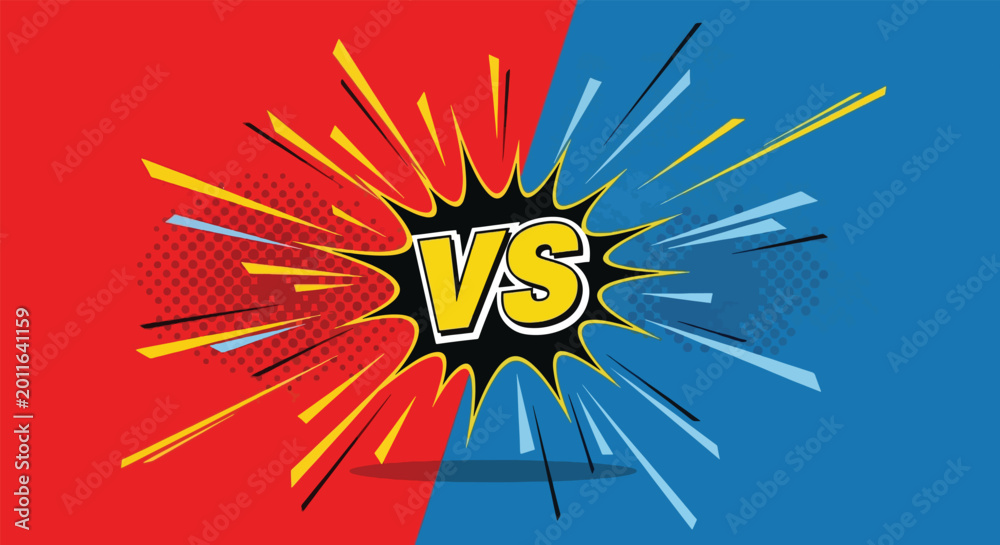Obraz na plátne Versus VS Symbol Comic Explosion Background.