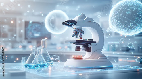 Laboratory microscope scientific research scene illustration