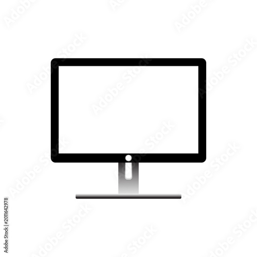 Blank Computer Monitor Icon with White Screen Isolated on White Background. Modern Computer Display Vector Illustration - Front View.Desktop Computer Screen Mockup Vector.