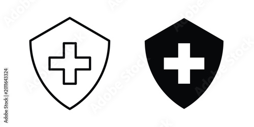 Foto Health insurance icon set. Black vector symbols