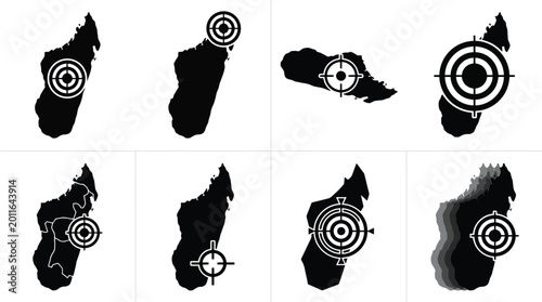 Verschiedene Silhouetten und Umrisse der Landkarte der Türkei in Schwarz und Weiß.