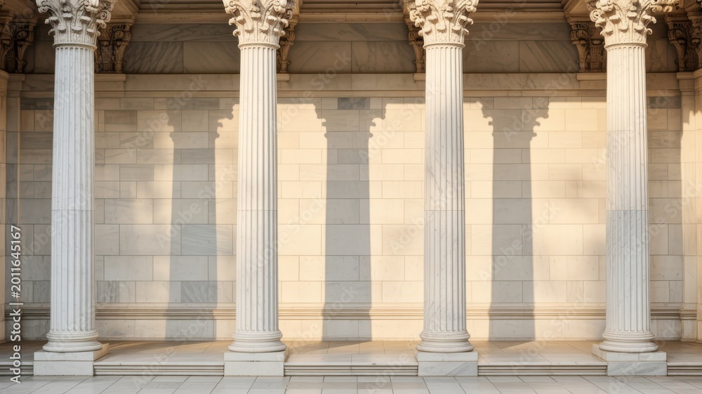 Fototapeta premium Row of ionic columns in a classical building facade