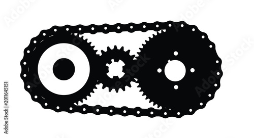 Canvastavla Chain and sprockets silhouette on a white background high quality