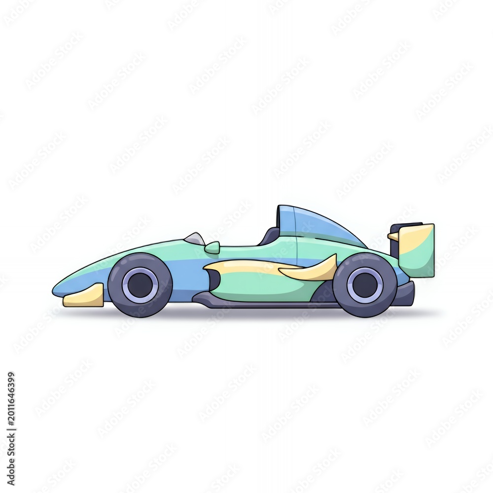 Obraz premium This is an image showing a blue and yellow race car