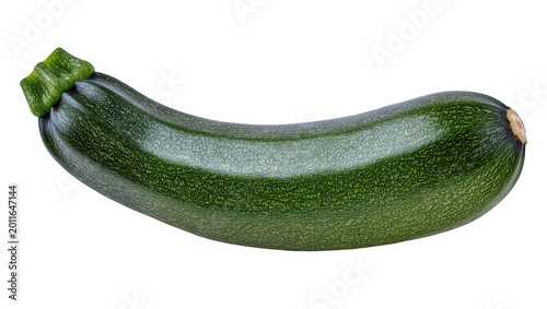 Foto Dark green zucchini with textured skin, isolated on transparent background