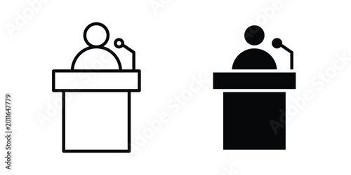 Quadro su tela Politician speaker icon set. Black vector symbols