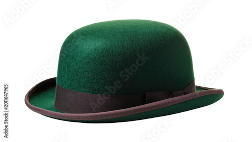 Photos Green bowler hat with dark band, isolated on transparent background