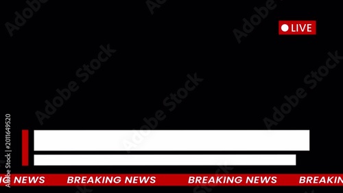 Breaking News Lower Third Banner with Live Badge and Scrolling Ticker for Television Media Broadcast 4k video animation seamless loop
