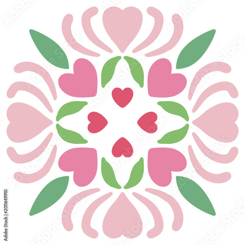 Floral symmetry folk illustration