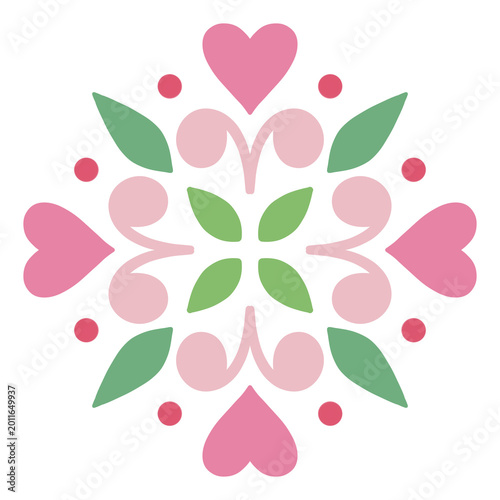 Heart floral folk pattern illustration