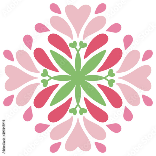 Radial floral folk pattern illustration