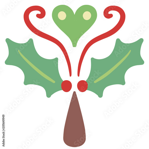 Holly folk flower tree illustration