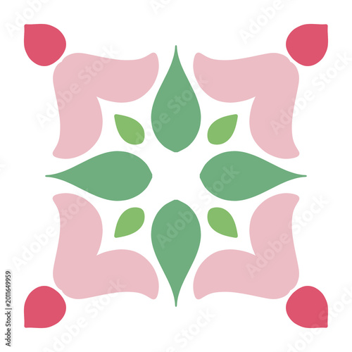 Square floral folk motif illustration