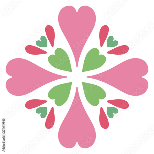 Heart flower folk ornament illustration
