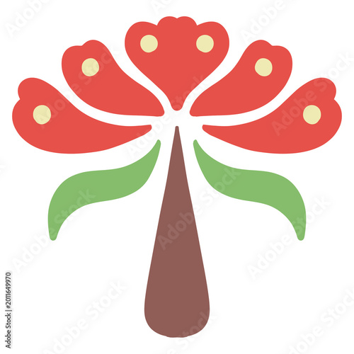 Red flower folk ornament illustration