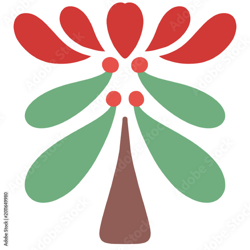 Folk tree floral ornament illustration