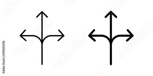 Tableau sur toile Three directions icon set. Black vector symbols